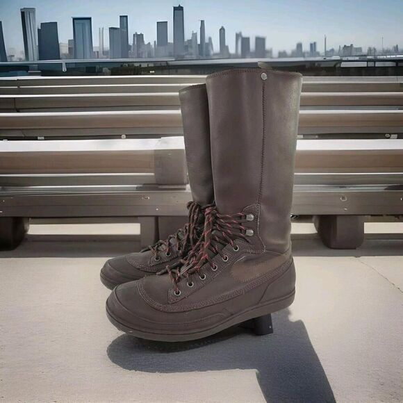 Nike Storm Warrior Rain Boots US 7.5 Brown Fleece Lined Lace-Up Boot - Picture 1 of 14